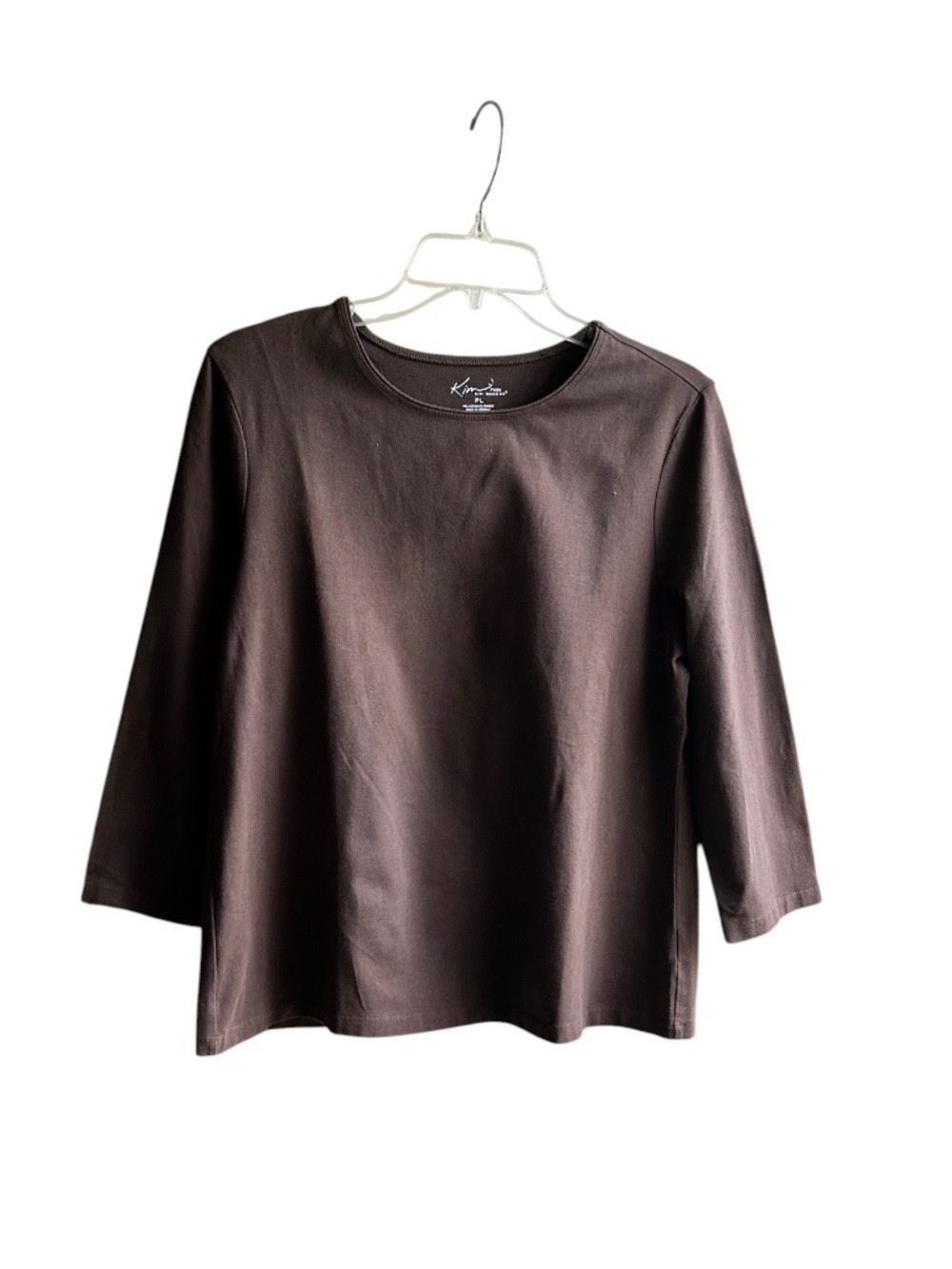 Kim by Kim Rogers 3/4 Sleeve Crew Neck Cotton Tee Shirt PL